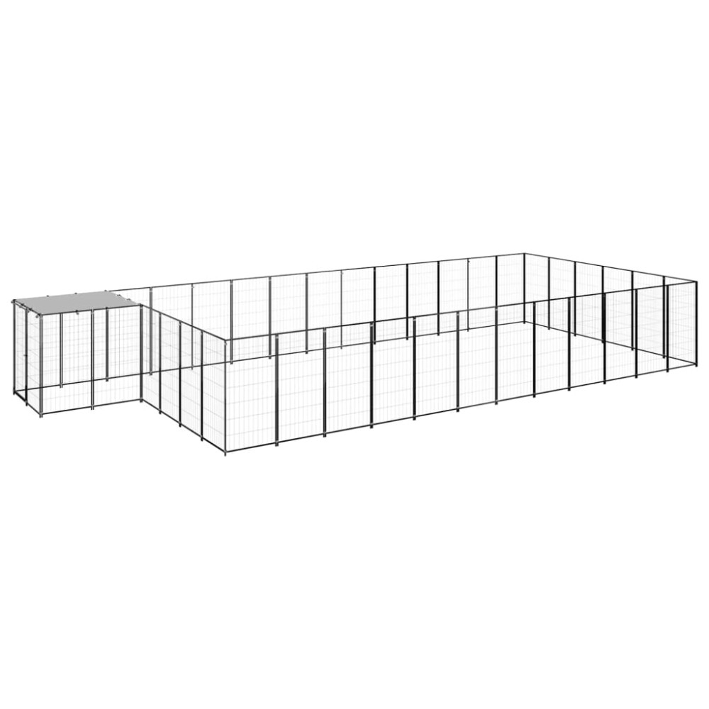 vidaXL Padoc pentru câini, negru, 22,99 m², oțel