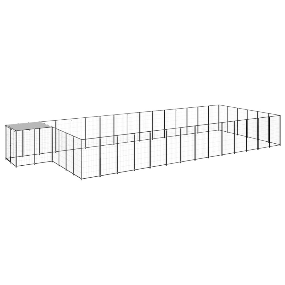 vidaXL Padoc pentru câini, negru, 26,62 m², oțel