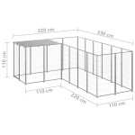 vidaXL Padoc pentru câini, argintiu, 4,84 m², oțel vidaXL Padoc pentru câini, argintiu, 4,84 m², oțel