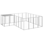 vidaXL Padoc pentru câini, argintiu, 8,47 m², oțel vidaXL Padoc pentru câini, argintiu, 8,47 m², oțel