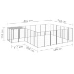 vidaXL Padoc pentru câini, argintiu, 12,1 m², oțel vidaXL Padoc pentru câini, argintiu, 12,1 m², oțel