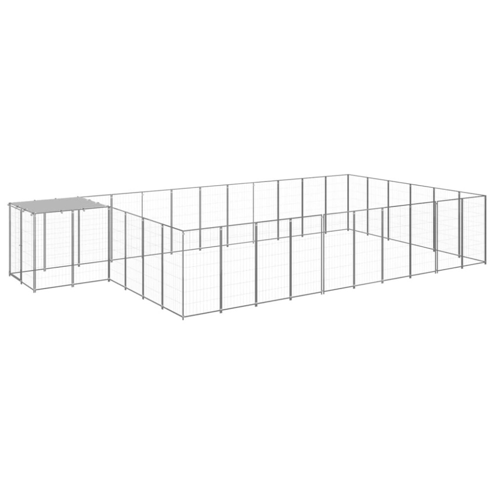 vidaXL Padoc pentru câini, argintiu, 19,36 m², oțel