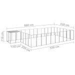 vidaXL Padoc pentru câini, argintiu, 19,36 m², oțel vidaXL Padoc pentru câini, argintiu, 19,36 m², oțel