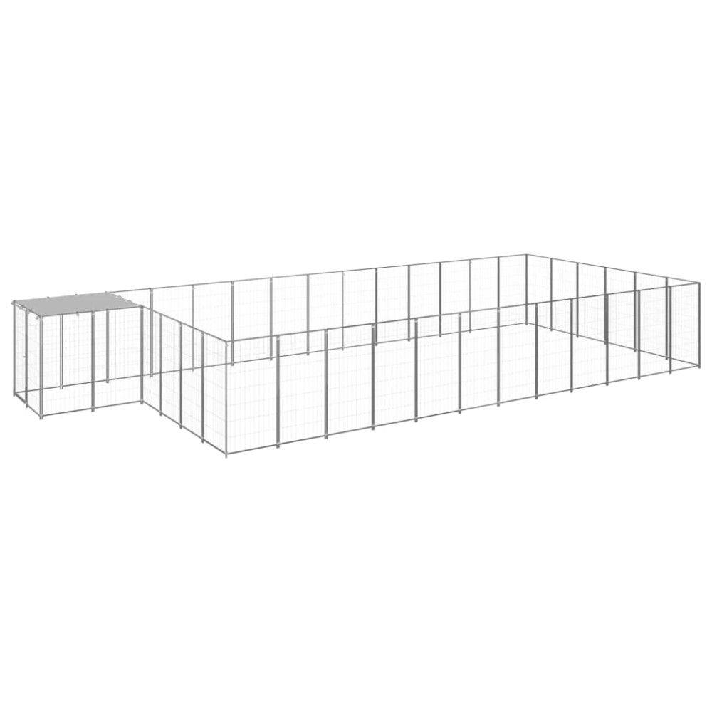 vidaXL Padoc pentru câini, argintiu, 22,99 m², oțel