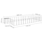 vidaXL Padoc pentru câini, argintiu, 26,62 m², oțel