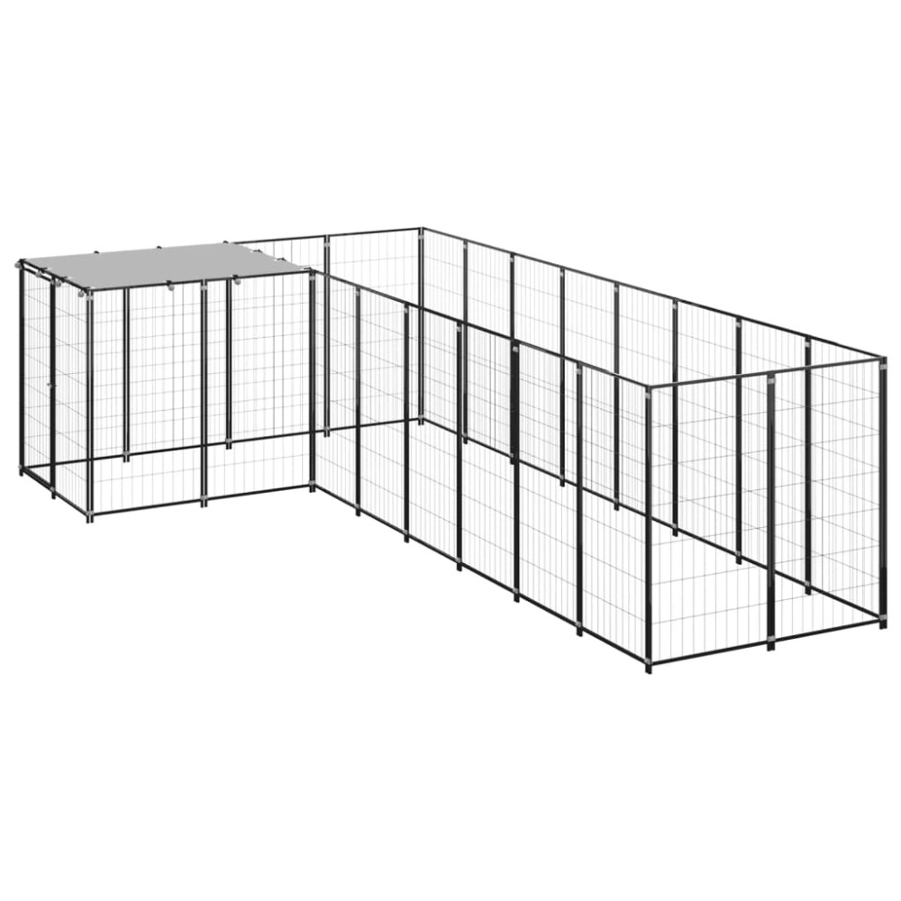 vidaXL Padoc pentru câini, negru, 6,05 m², oțel