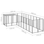 vidaXL Padoc pentru câini, negru, 6,05 m², oțel