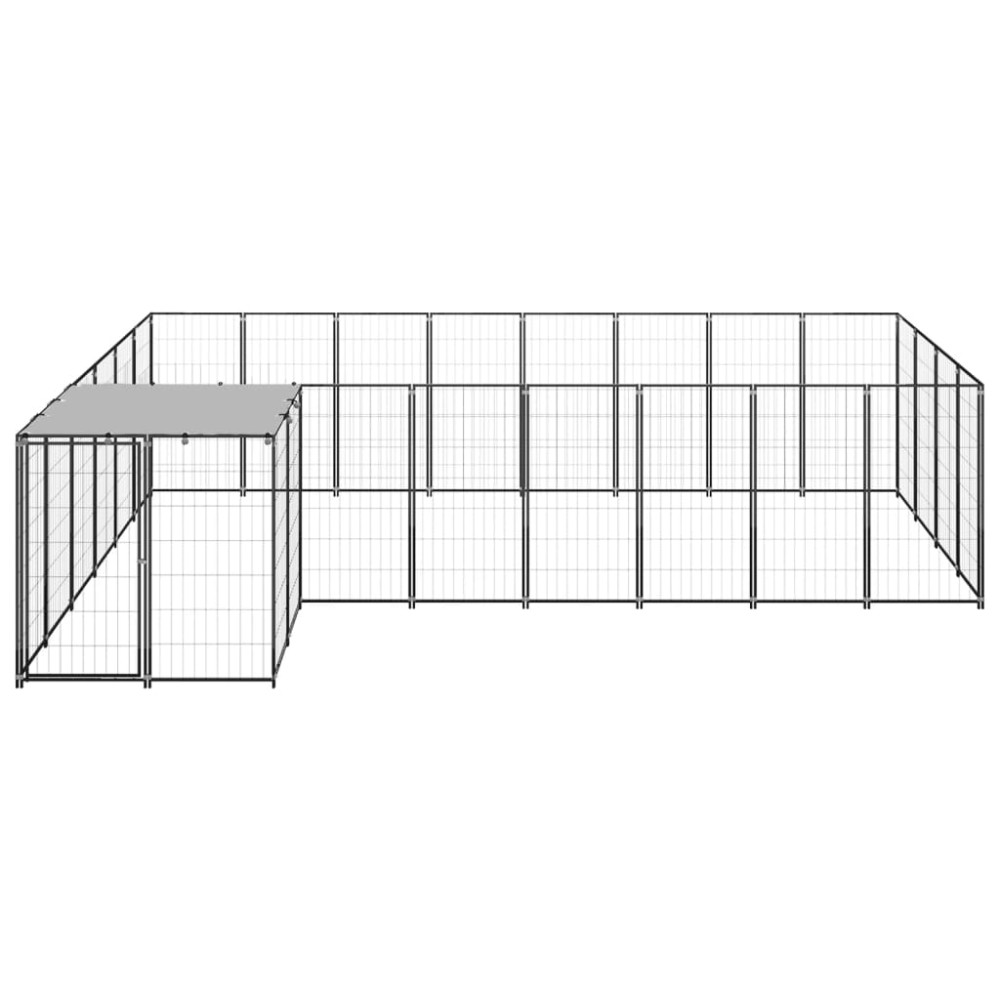 vidaXL Padoc pentru câini, negru, 10,89 m², oțel