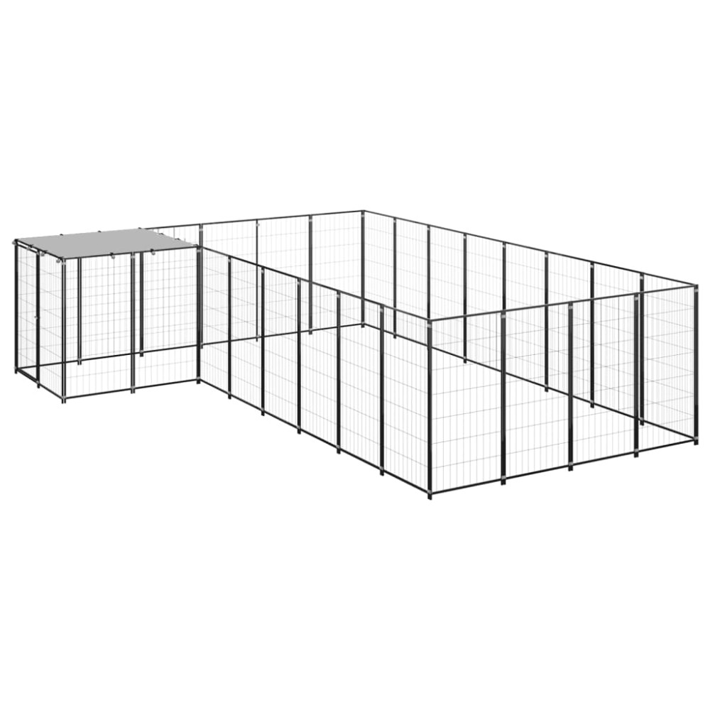 vidaXL Padoc pentru câini, negru, 10,89 m², oțel