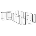 vidaXL Padoc pentru câini, negru, 10,89 m², oțel