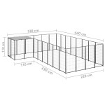 vidaXL Padoc pentru câini, negru, 10,89 m², oțel