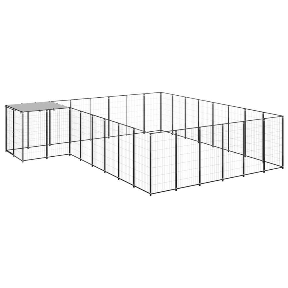 vidaXL Padoc pentru câini, negru, 15,73 m², oțel