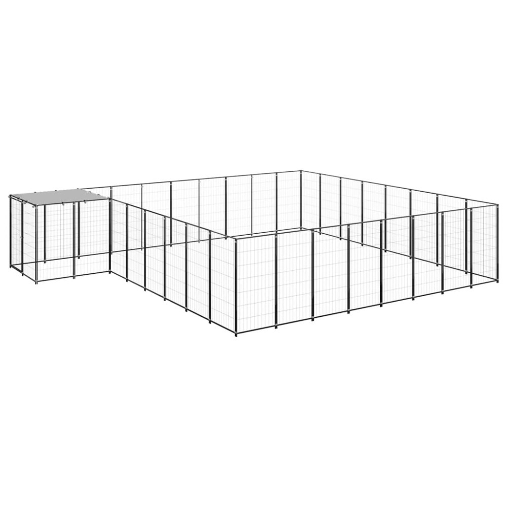 vidaXL Padoc pentru câini, negru, 20,57 m², oțel