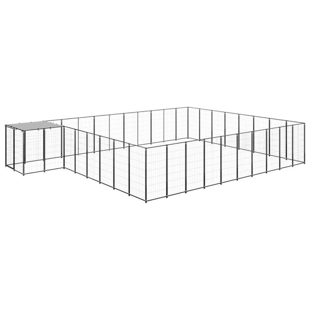 vidaXL Padoc pentru câini, negru, 25,41 m², oțel