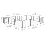 vidaXL Padoc pentru câini, negru, 25,41 m², oțel vidaXL Padoc pentru câini, negru, 25,41 m², oțel
