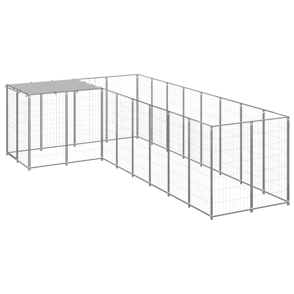 vidaXL Padoc pentru câini, argintiu, 6,05 m², oțel