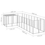 vidaXL Padoc pentru câini, argintiu, 6,05 m², oțel vidaXL Padoc pentru câini, argintiu, 6,05 m², oțel