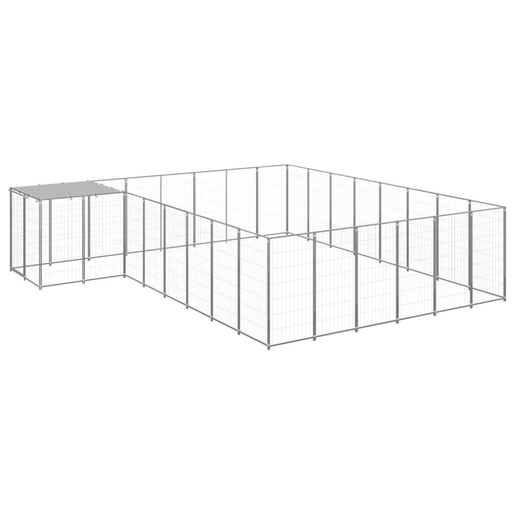 vidaXL Padoc pentru câini, argintiu, 15,73 m², oțel