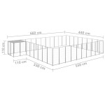 vidaXL Padoc pentru câini, argintiu, 25,41 m², oțel