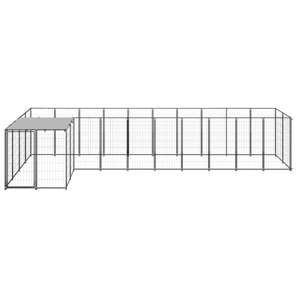 vidaXL Padoc pentru câini, negru, 7,26 m², oțel