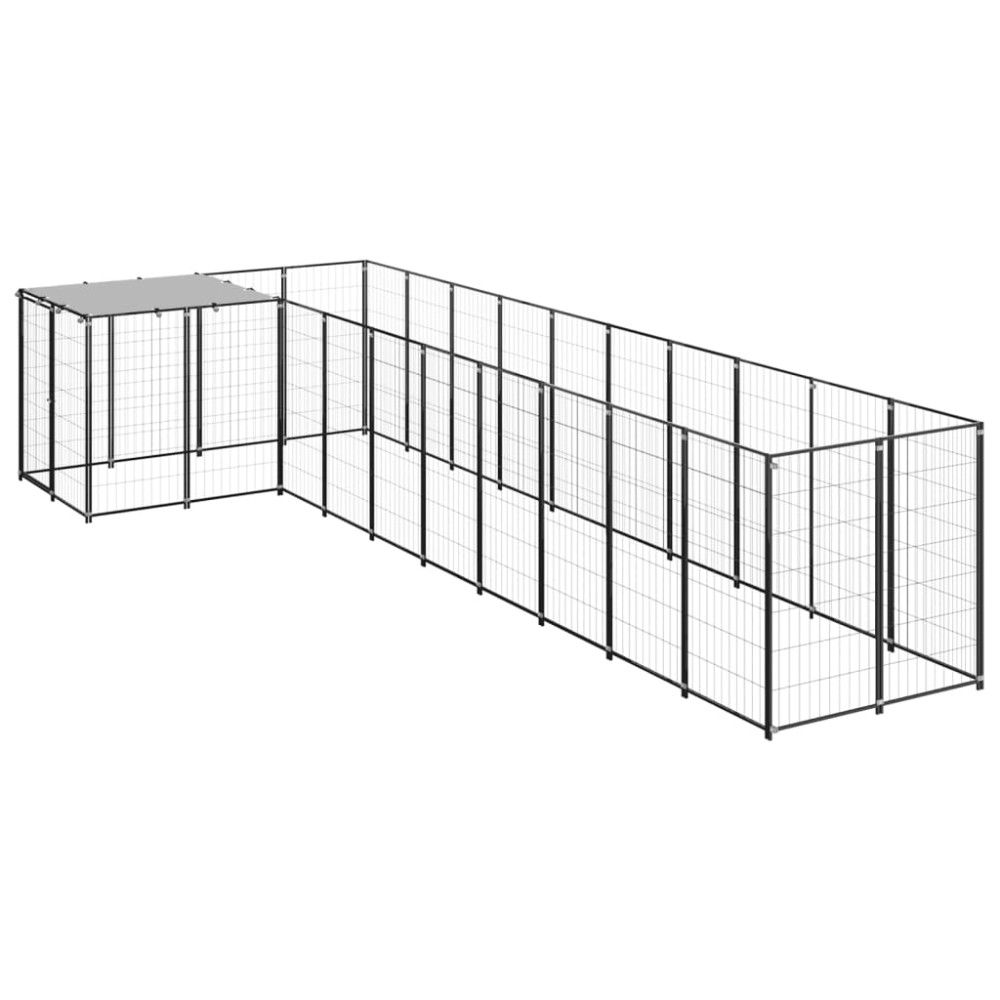 vidaXL Padoc pentru câini, negru, 7,26 m², oțel