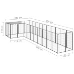 vidaXL Padoc pentru câini, negru, 7,26 m², oțel vidaXL Padoc pentru câini, negru, 7,26 m², oțel