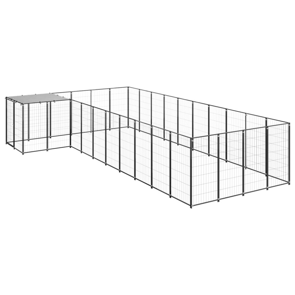 vidaXL Padoc pentru câini, negru, 13,31 m², oțel