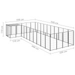 vidaXL Padoc pentru câini, negru, 13,31 m², oțel vidaXL Padoc pentru câini, negru, 13,31 m², oțel