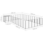 vidaXL Padoc pentru câini, negru, 19,36 m², oțel vidaXL Padoc pentru câini, negru, 19,36 m², oțel