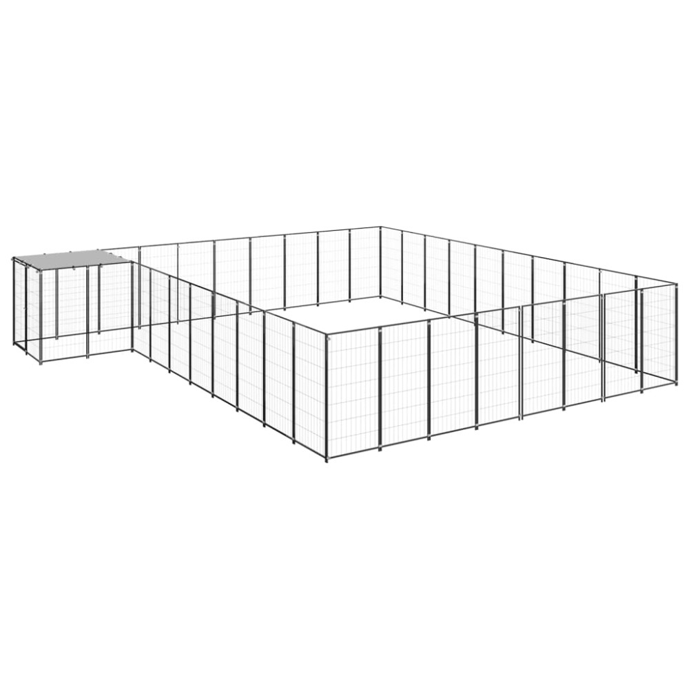 vidaXL Padoc pentru câini, negru, 25,41 m², oțel