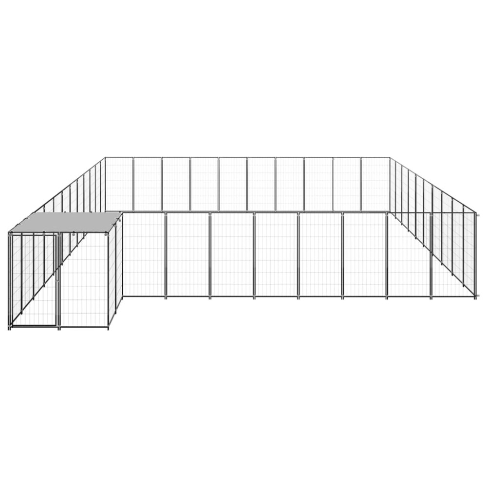 vidaXL Padoc pentru câini, negru, 31,46 m², oțel