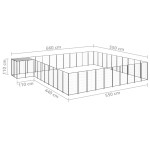 vidaXL Padoc pentru câini, negru, 31,46 m², oțel