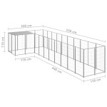 vidaXL Padoc pentru câini, argintiu, 7,26 m², oțel