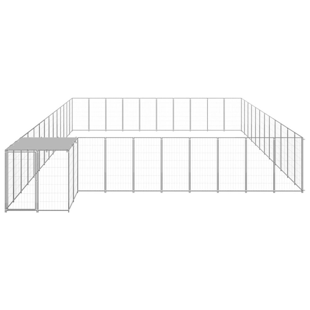 vidaXL Padoc pentru câini, argintiu, 37,51 m², oțel