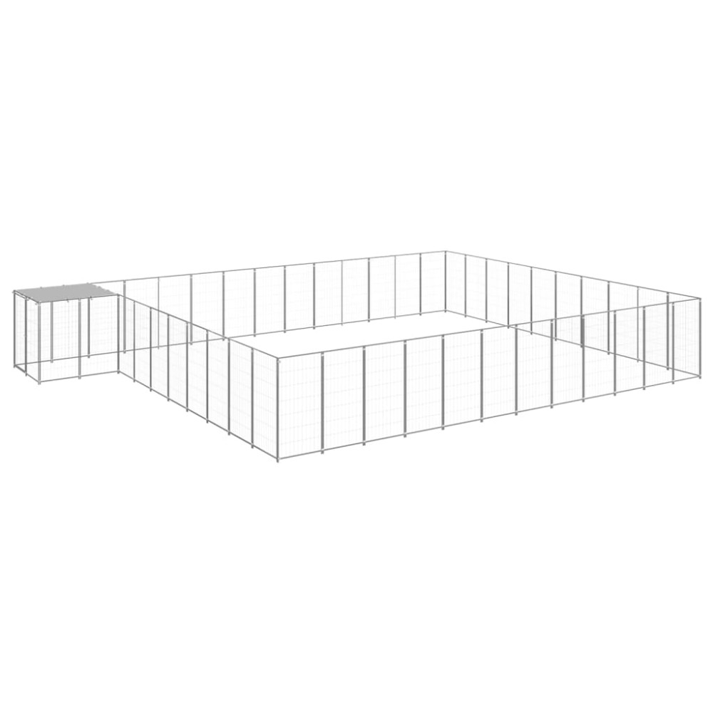 vidaXL Padoc pentru câini, argintiu, 37,51 m², oțel