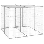 vidaXL Padoc câini de exterior cu acoperiș, 4,84 m², oțel galvanizat vidaXL Padoc câini de exterior cu acoperiș, 4,84 m², oțel galvanizat