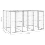 vidaXL Padoc câini de exterior cu acoperiș, 7,26 m², oțel galvanizat vidaXL Padoc câini de exterior cu acoperiș, 7,26 m², oțel galvanizat