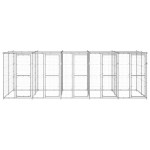 vidaXL Padoc câini de exterior cu acoperiș, 12,1 m², oțel galvanizat vidaXL Padoc câini de exterior cu acoperiș, 12,1 m², oțel galvanizat