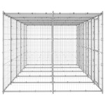 vidaXL Padoc câini de exterior cu acoperiș, 12,1 m², oțel galvanizat vidaXL Padoc câini de exterior cu acoperiș, 12,1 m², oțel galvanizat