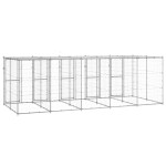 vidaXL Padoc câini de exterior cu acoperiș, 12,1 m², oțel galvanizat vidaXL Padoc câini de exterior cu acoperiș, 12,1 m², oțel galvanizat