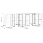 vidaXL Padoc câini de exterior cu acoperiș, 12,1 m², oțel galvanizat vidaXL Padoc câini de exterior cu acoperiș, 12,1 m², oțel galvanizat