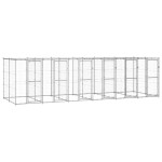 vidaXL Padoc câini de exterior cu acoperiș, 14,52 m², oțel galvanizat vidaXL Padoc câini de exterior cu acoperiș, 14,52 m², oțel galvanizat