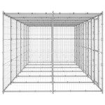 vidaXL Padoc câini de exterior cu acoperiș, 14,52 m², oțel galvanizat vidaXL Padoc câini de exterior cu acoperiș, 14,52 m², oțel galvanizat