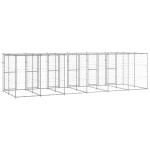 vidaXL Padoc câini de exterior cu acoperiș, 14,52 m², oțel galvanizat vidaXL Padoc câini de exterior cu acoperiș, 14,52 m², oțel galvanizat
