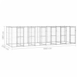 vidaXL Padoc câini de exterior cu acoperiș, 14,52 m², oțel galvanizat vidaXL Padoc câini de exterior cu acoperiș, 14,52 m², oțel galvanizat