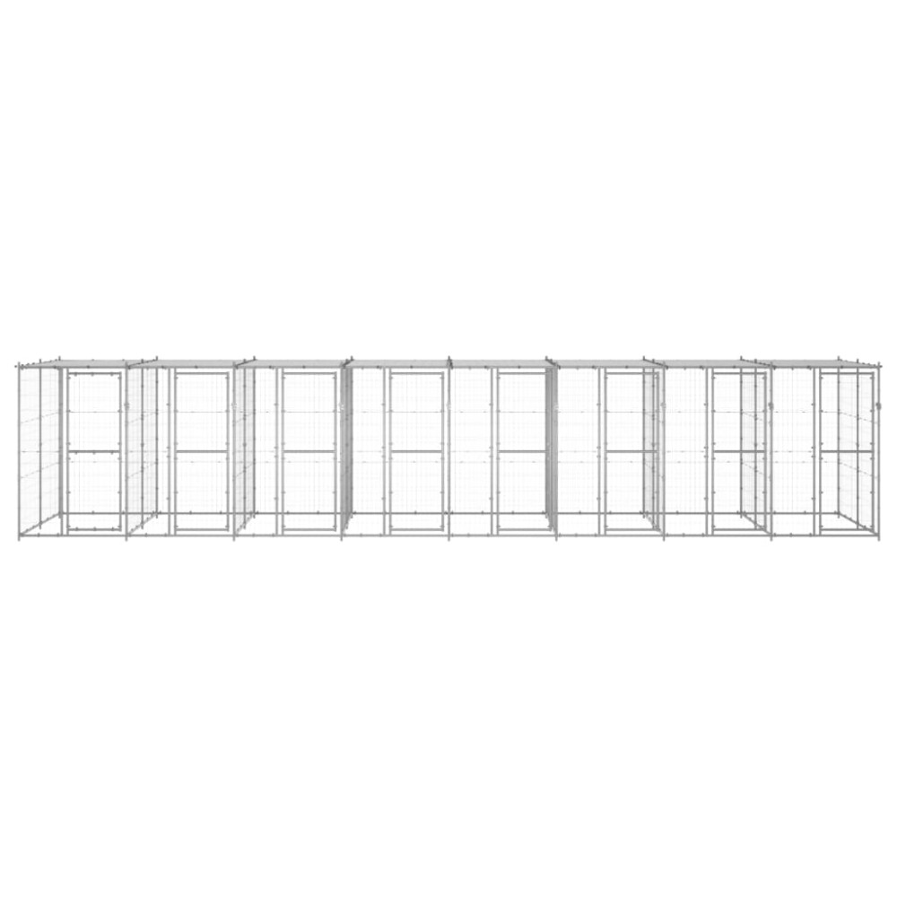 vidaXL Padoc câini de exterior cu acoperiș, 19,36 m², oțel galvanizat