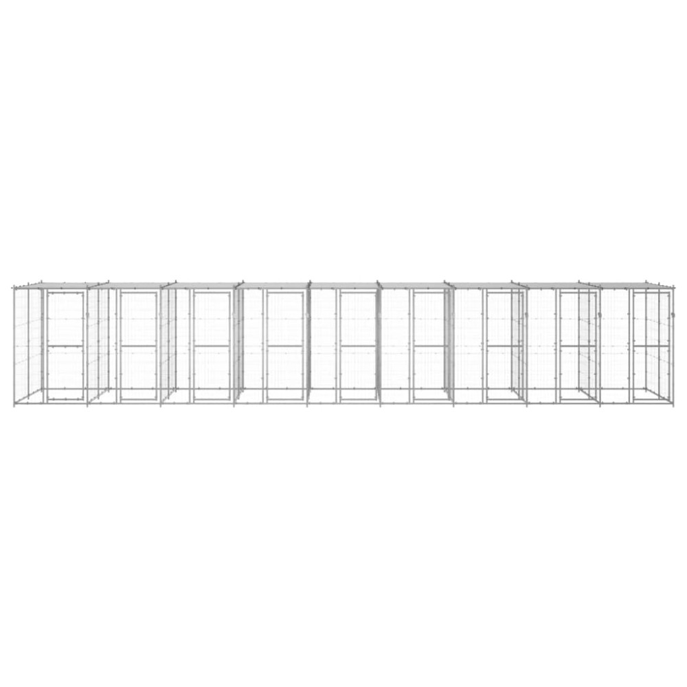 vidaXL Padoc câini de exterior cu acoperiș, 21,78 m², oțel galvanizat