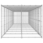 vidaXL Padoc câini de exterior cu acoperiș, 21,78 m², oțel galvanizat vidaXL Padoc câini de exterior cu acoperiș, 21,78 m², oțel galvanizat
