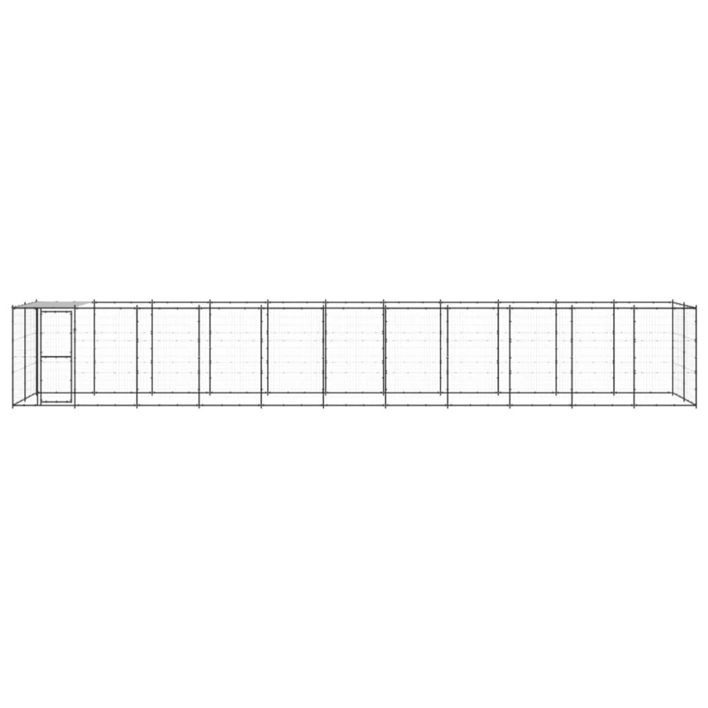 vidaXL Padoc pentru câini de exterior cu acoperiș, 26,62 m², oțel