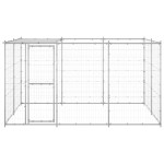 vidaXL Padoc câini de exterior cu acoperiș, 7,26 m², oțel galvanizat vidaXL Padoc câini de exterior cu acoperiș, 7,26 m², oțel galvanizat